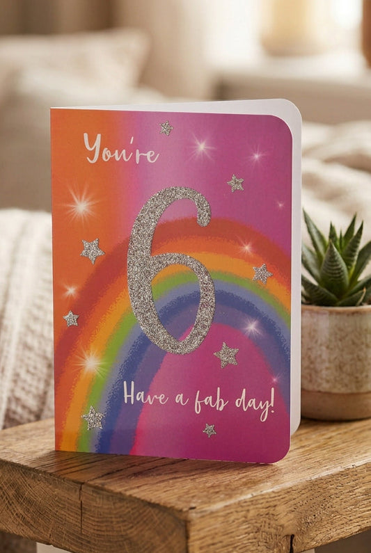 You’re 6! Rainbow Sixth Birthday Card