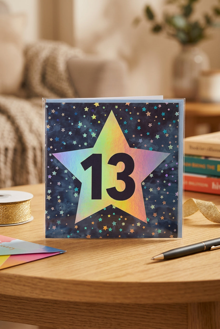 13 Holographic Star 13th Birthday Card