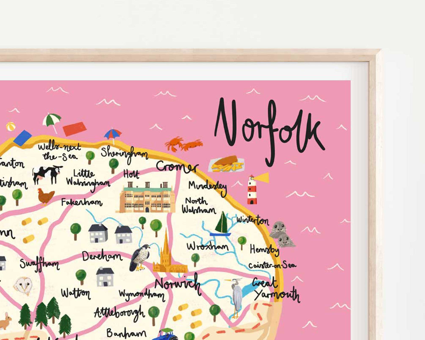 Norfolk Illustrated Map Art Print |A4