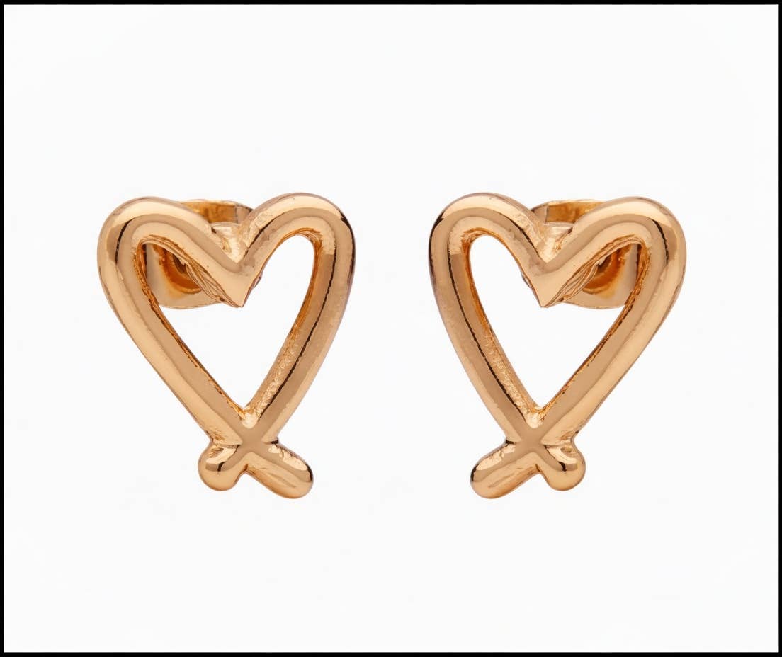 Heart Stud Earrings – Gold