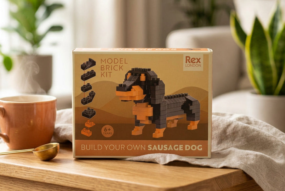 Build Your Own Sausage Dog Model Brick Kit – 128 Pieces
