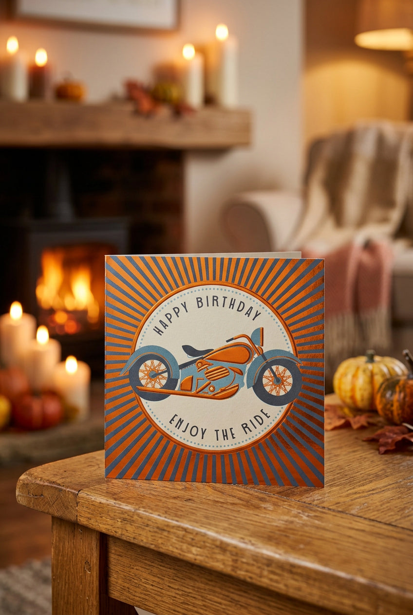 Happy Birthday Enjoy the Ride Motorcycle Greeting Card