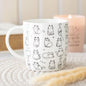 White Happy Cat Print Mug