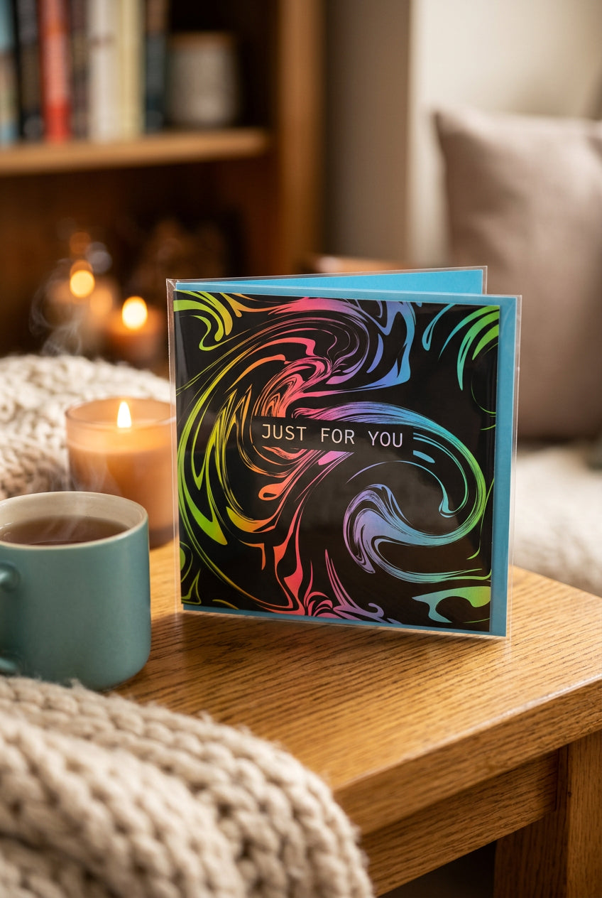 Just for You Rainbow Swirl Greeting Card