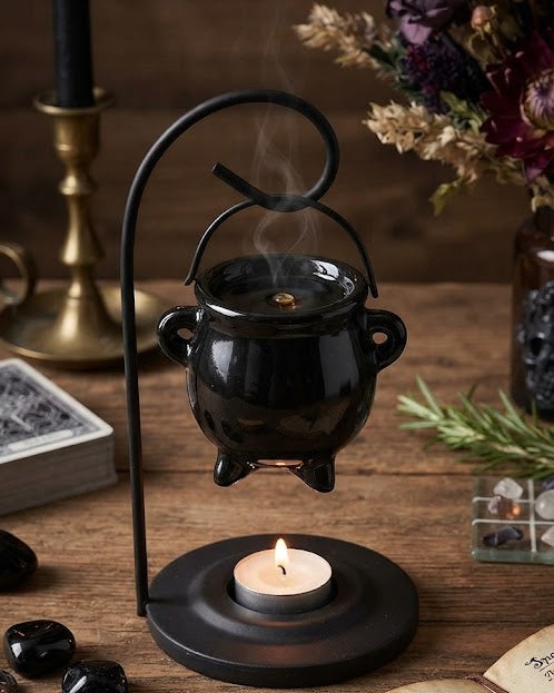 Black Cauldron Hanging Oil Burner, 20cm