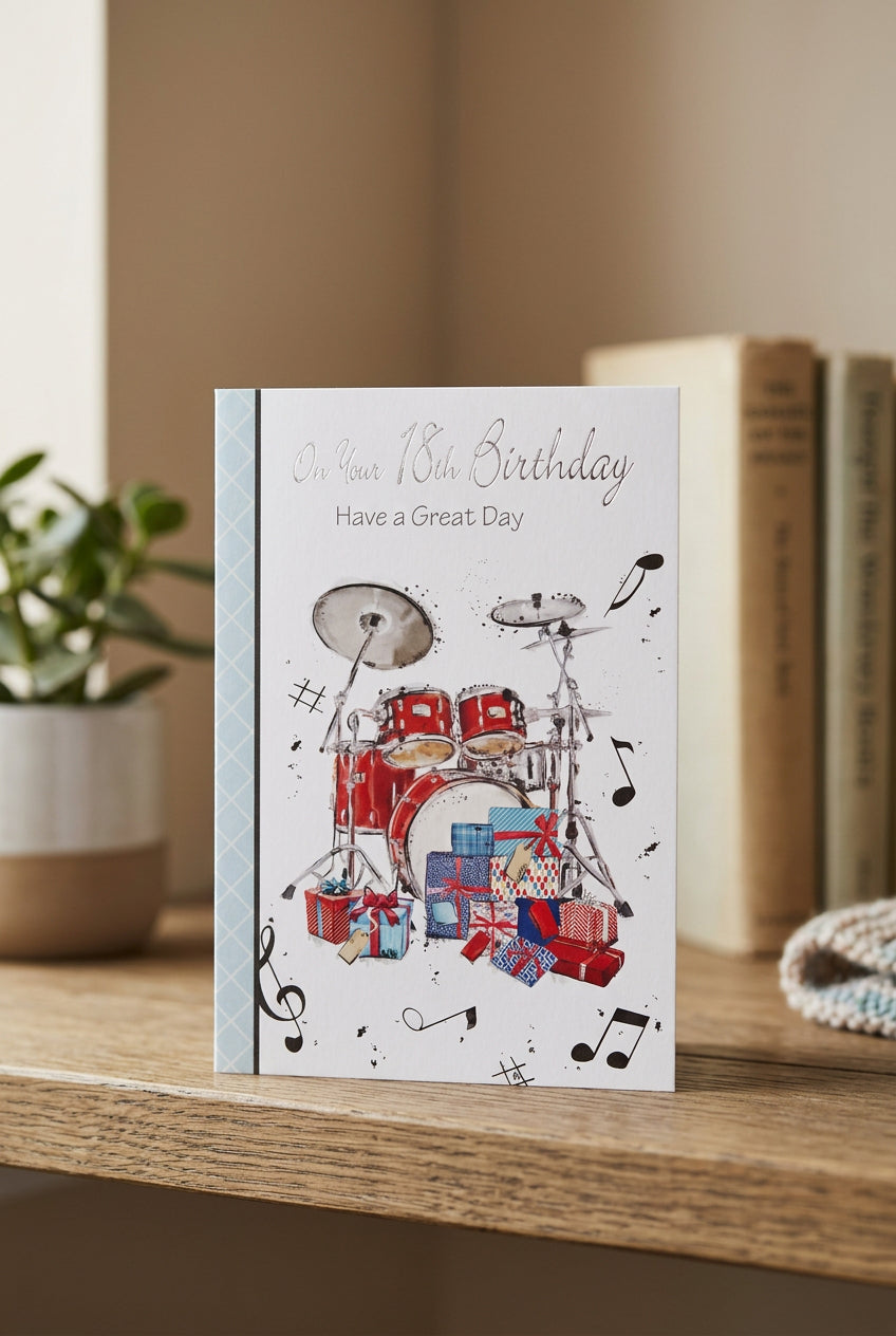 On Your 18th Birthday – Drum Kit Greeting Card