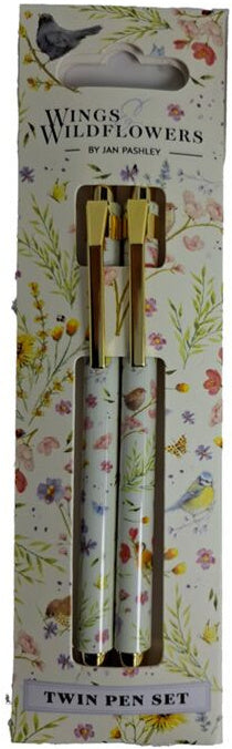 Wings & Wildflowers twin pen set by Jan Pashley in illustrated gift packaging