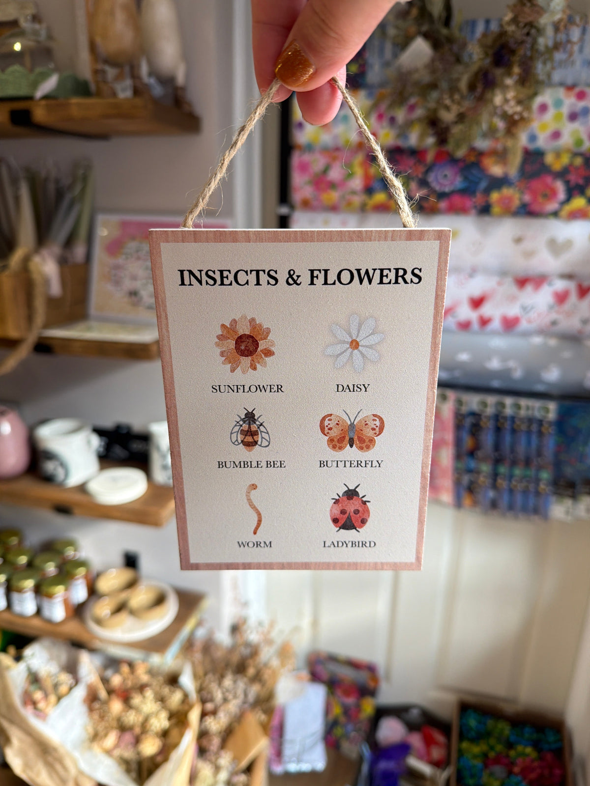 Insects & Flowers Hanging Sign