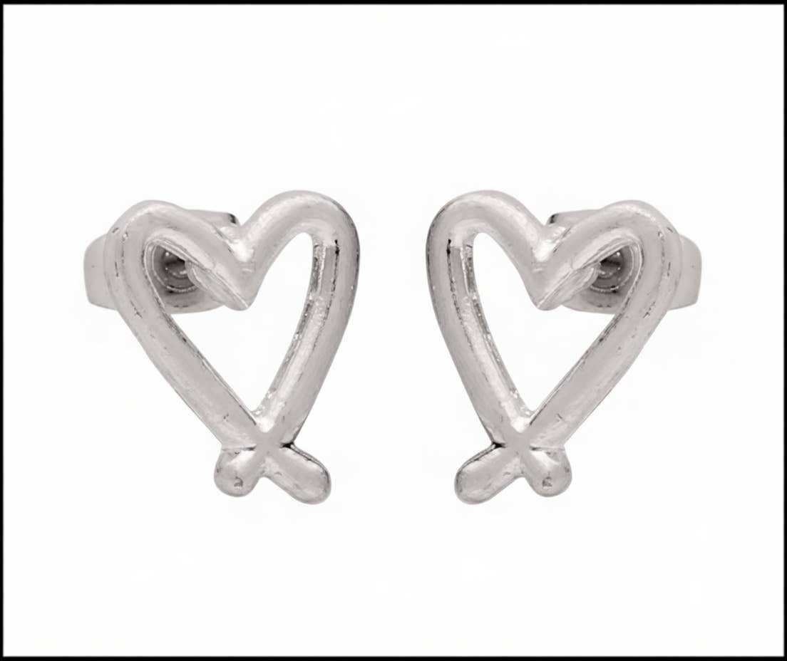Heart Stud Earrings – Silver
