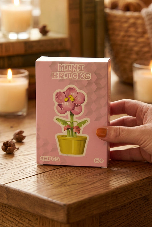 Mini Bricks Pink Flower in Pot – 46 Pieces