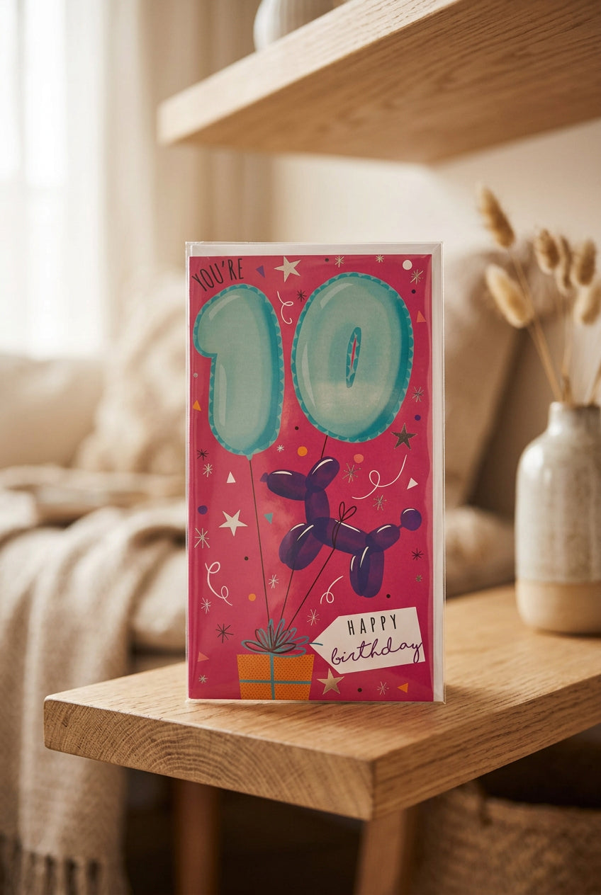 You're 10 Balloon Dog Birthday Greeting Card