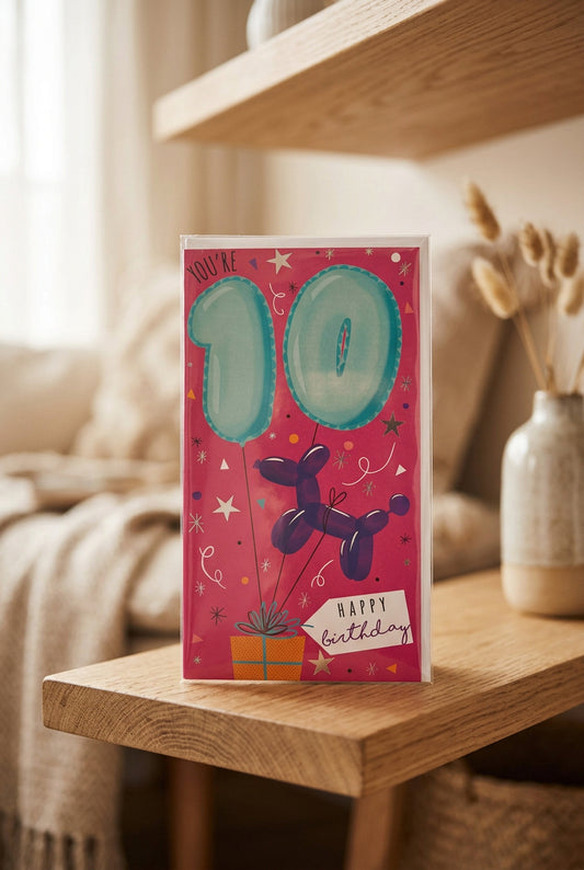 You're 10 Balloon Dog Birthday Greeting Card