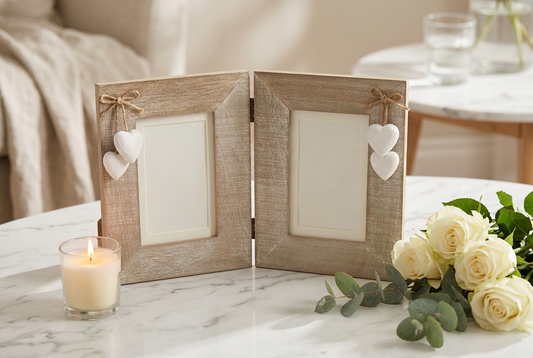 Sass & Belle Mr & Mrs Double Photo Frame with Hearts