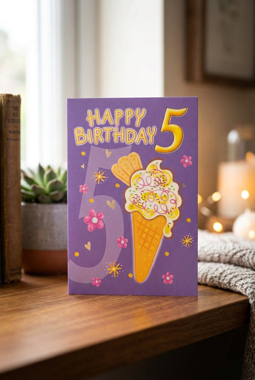 Happy 5th Birthday Ice Cream Greeting Card