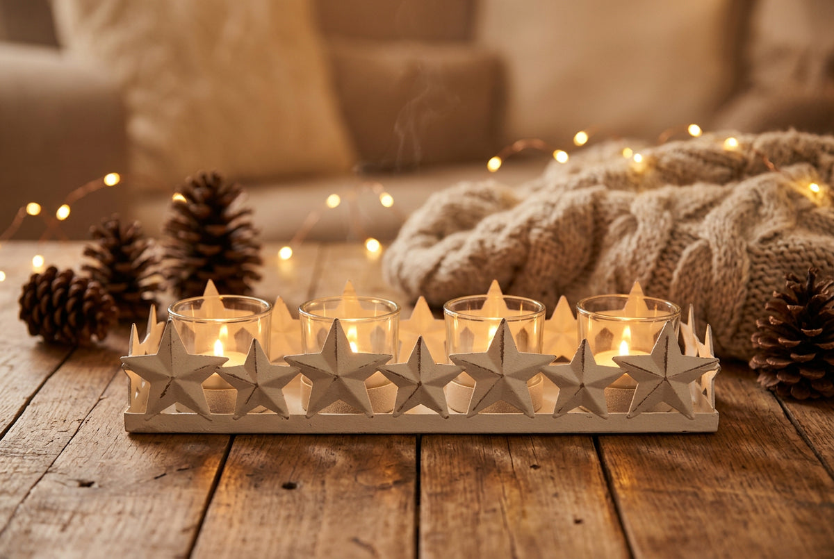 Star Tealight Holder with Four Glass Holders