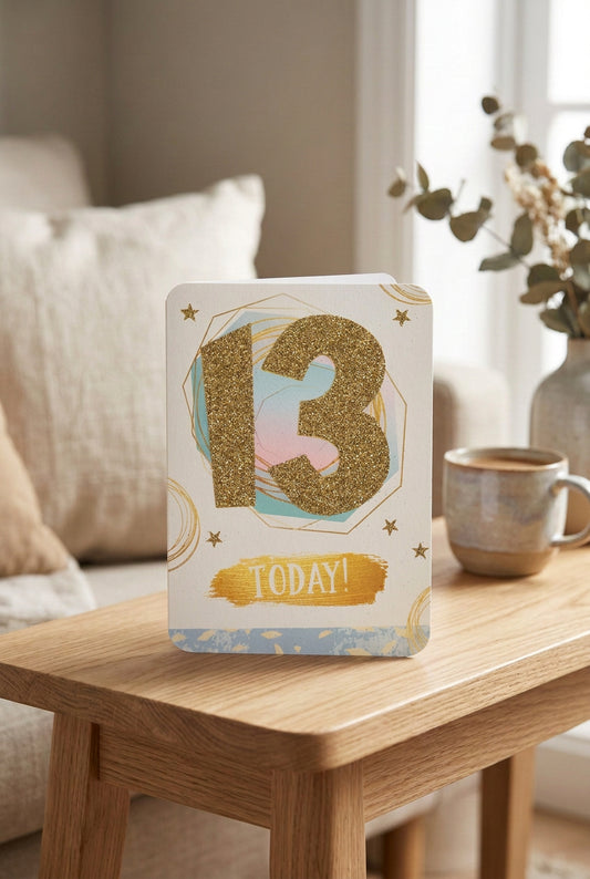 13 Today! Gold Glitter 13th Birthday Card