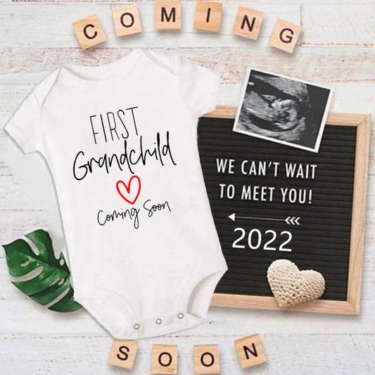 First Grandchild Coming Soon Baby Announcement Onesie