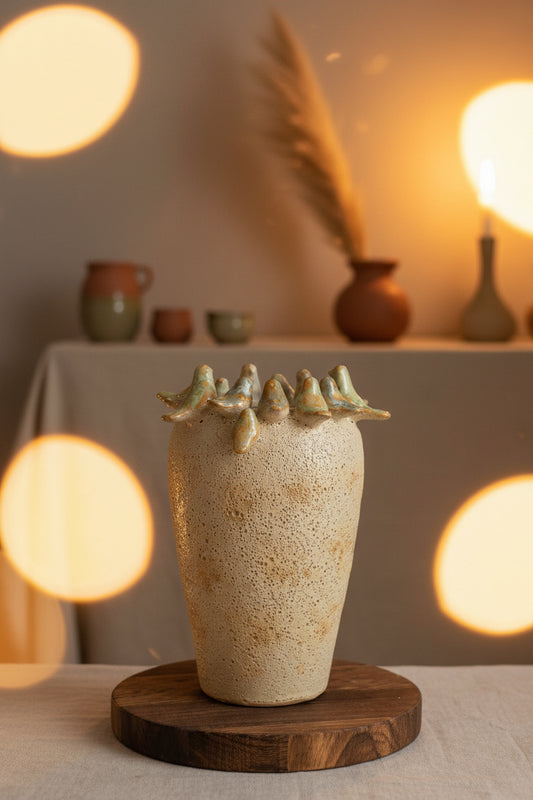 Stone Bird Vase, 22cm