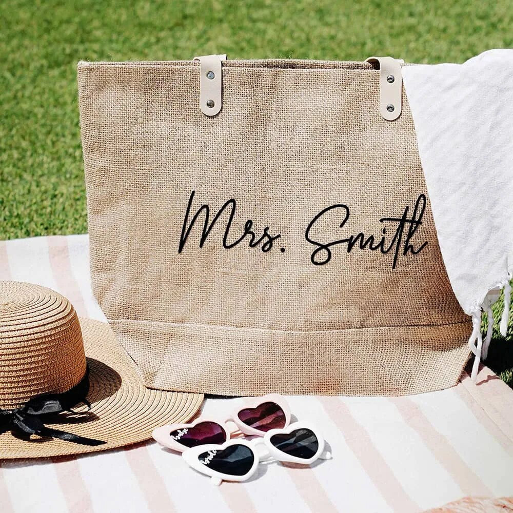 Personalized Burlap Tote