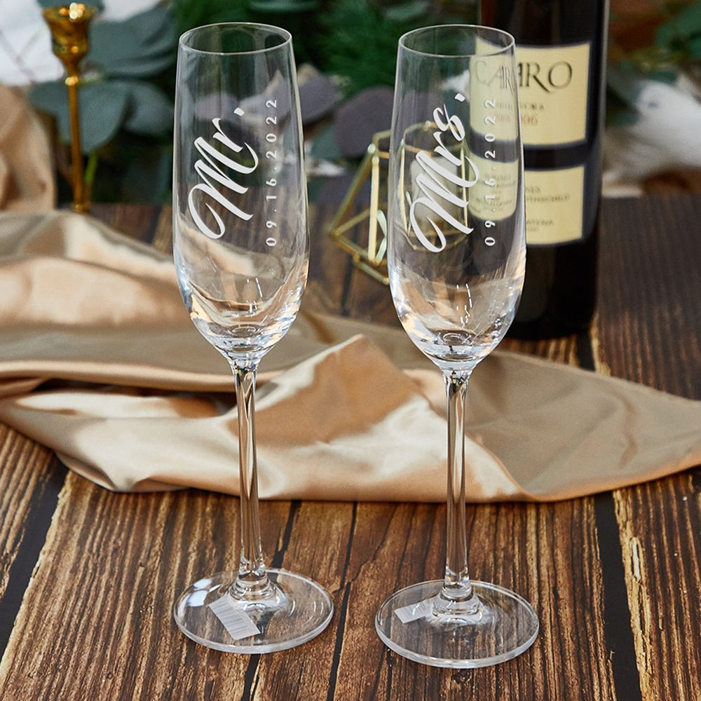 The "333 Set" - Laser Engraved Champagne Flutes