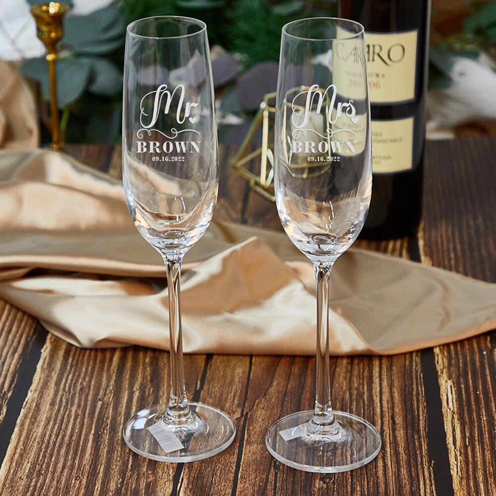 The "333 Set" - Laser Engraved Champagne Flutes