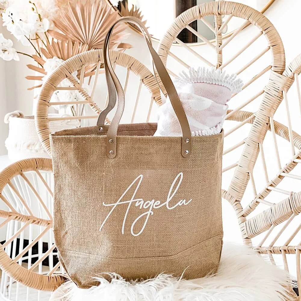 Personalized Burlap Tote