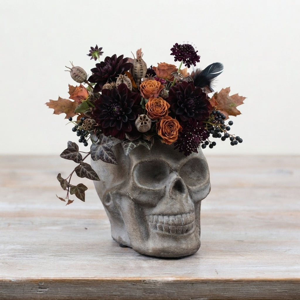 Grey Skull Planter 14.5cm
