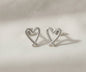Heart Stud Earrings – Silver