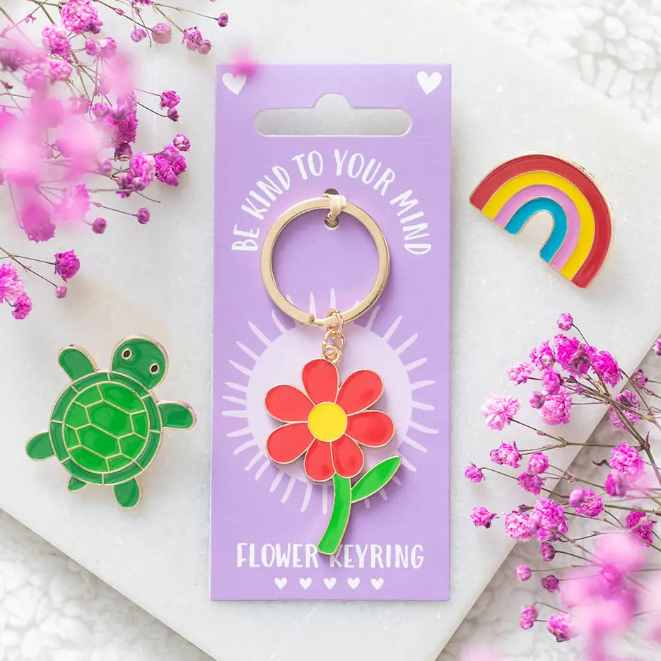 Be Kind To Your Mind Flower Keyring