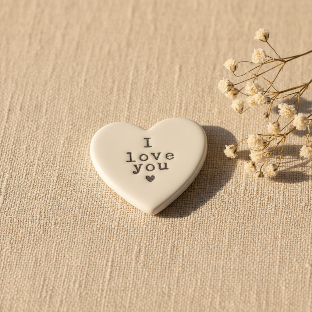 I Love You ceramic heart token lifestyle