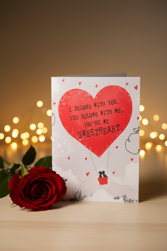 You're My Sweetheart card lifestyle image on wooden desk