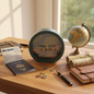 Saving to See the World money box styled with travel accessories