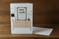 New Home Sweet Home sideboard card standing upright spine-left slightly open in a cosy lifestyle setting