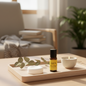 Eden Lemon and Bergamot gypsum stone diffuser and fragrance oil in a cosy lifestyle setting