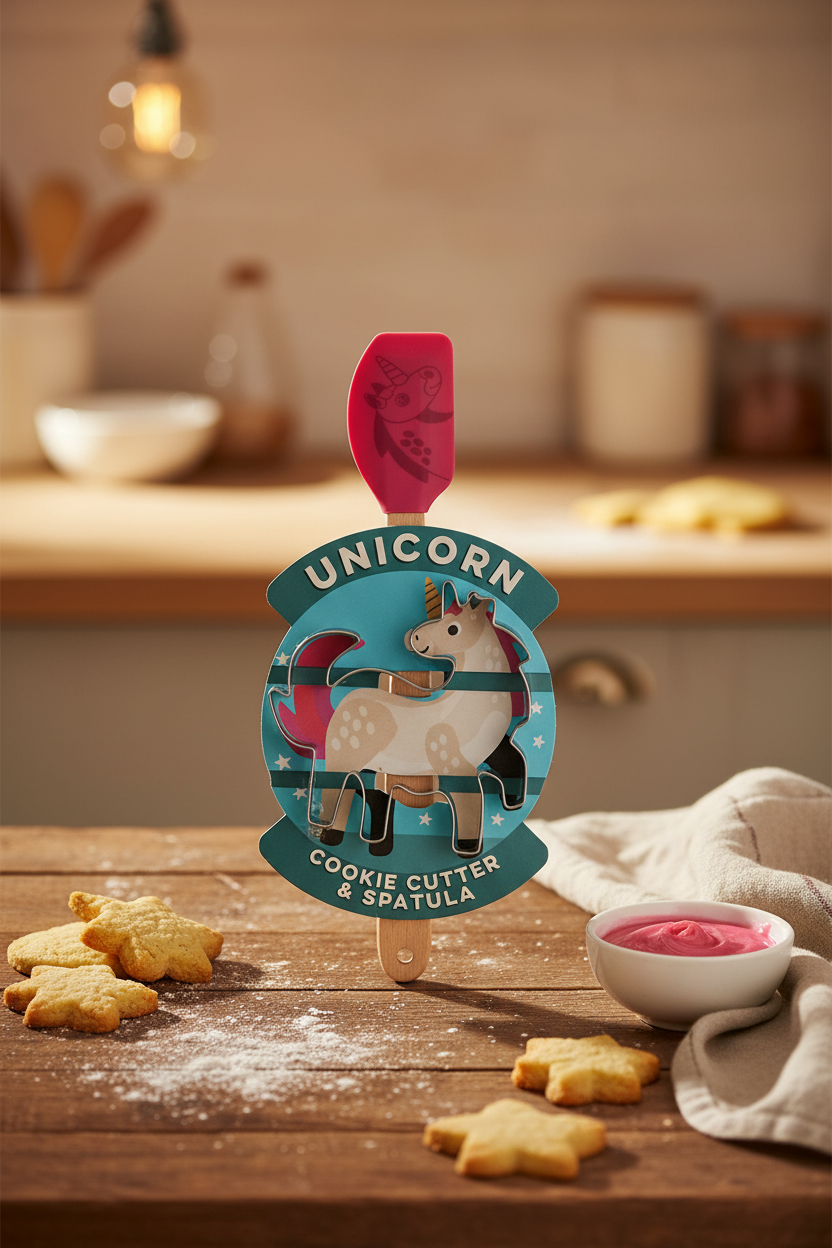 Cookie Cutter & Spatula - Unicorn packaging