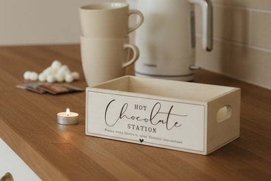 Hot Chocolate Station Wooden Crate