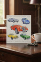 Classic Sports Car Greeting Card, 15cm