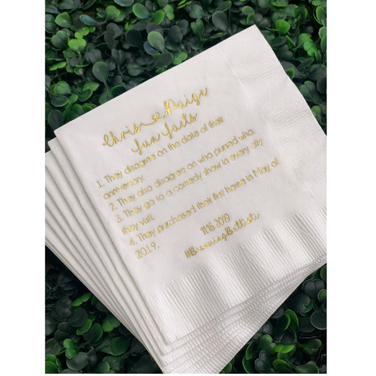 Fun Facts Wedding Napkins